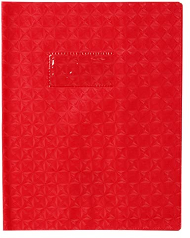 Calligraphe 72013C Un Protège-Cahier Grain Losange Rouge - 17x22 cm - 18/100ème avec Porte-Étiquette - PVC Opaque