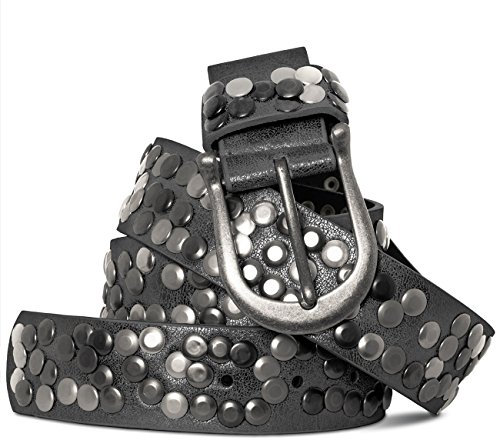 Caspar GU223 Damen Vintage Nietengürtel, Gürtelgröße:95, Farbe:metallic grau