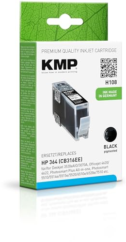 KMP Tintenpatrone passend für HP 364 Black (CB316EE) - H108 - für Deskjet 3520 3070 A, Officejet 4620 4622... etc.