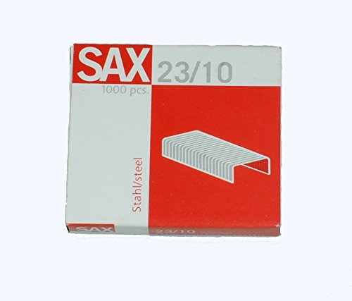 Sax Stahlklammern 23/10, 1000 Stk pro Packung, Silber oder Grau, Max. Kapazität 70, Verpackungseinheit 10.000 Stk