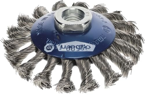 Osborn Kegelbürste für Winkelschleifer 115 mm, Kegelbürste D115x15 mm Gewinde M14x2,0 gezopfter Stahldraht 0,50 mm TÜV geprüft, Blau, 2632151