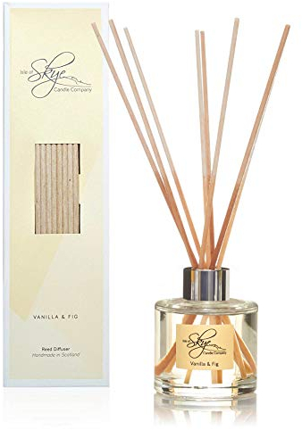 Isle of Skye Reed Diffuser – Vanilla & Feige – Sicher Flammenlose angenehmen Duft (10 Wochen ca.) weiß Geschenk-Box.