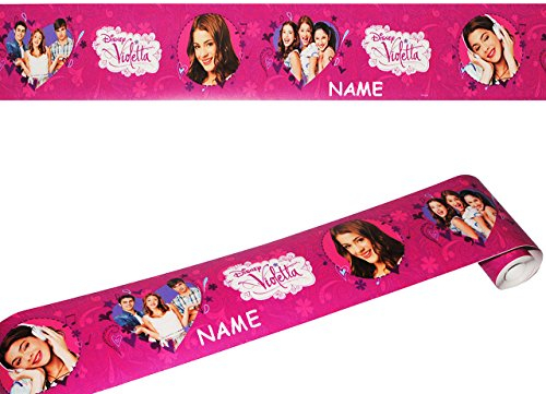 alles-meine.de GmbH Wandbordüre - selbstklebend - Violetta - 5 m - incl. Name - Wandsticker/Wandtattoo - Bordüre Aufkleber Kinderzimmer - für Kinder Mädchen - Martina Stoes..