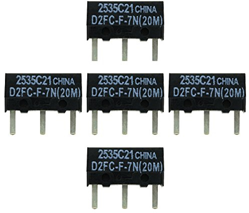 5X D2FC-F-7N (20M) Kit de réparation pour Micro-Interrupteur/Kit de réparation adéquat pour Souris d’Ordinateur de Logitech, Razer, Roccat, SteelSeries, etc.