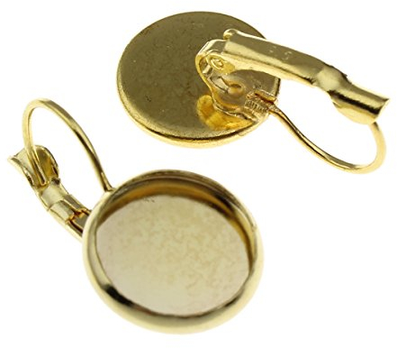 8 Messing Ohrstecker Gold Fassung für 12 mm Cabochon Ohrhänger Ohrhaken M141