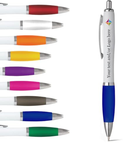 Set di 40 Penne Promozionali Blu - Penne a Sfera Personalizzate per Scuola, Lavoro ed Eventi, Stampa UV con Colori Vivaci e Ampio Spazio per il Marchio