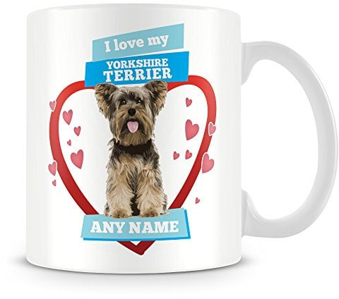MUGGZ I Love My Yorkshire Terrier Dog Mug - Personalised Gift - Customise with Name - Blue