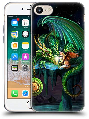 Head Case Designs Offizielle Rose Khan Grüne Zeit Drachen Soft Gel Handyhülle Hülle kompatibel mit Apple iPhone 7/8 / SE 2020 & 2022
