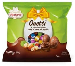 Crispo Ovetti Cioccolato al Latte Ripieno con Crema Nocciola, 500g