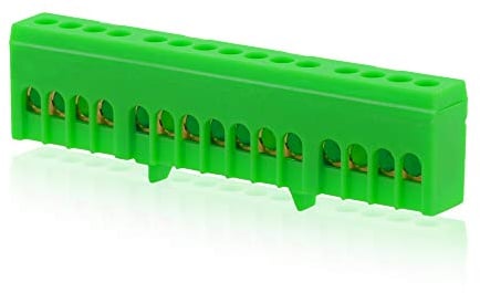 intratec 100% Shopping Isolierte Neutralklemme 15-polig Grün für DIN-Schiene Hutschiene Verteilerkasten