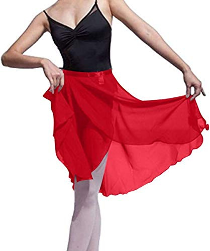 HOEREV Women Girls Sheer Wrap Skirt Ballet Skirt Ballet Dance Dancewear