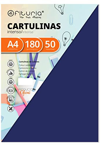 Pack 50 Cartulinas Color Azul Oscuro Tamaño A4 180g