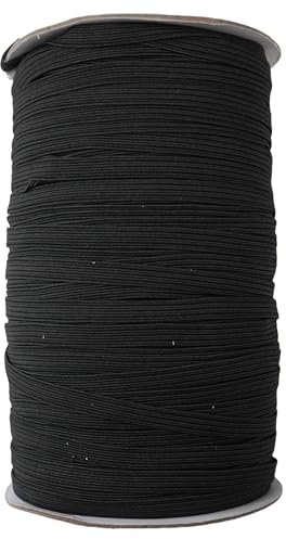 Trimming Shop 12mm Elastic for Sewing, 1/2 Black Flat Elastic Band Stretchy String for Dressmaking, Knitting, Sewing, DIY Arts and Crafts Projects, Making Clothes, 100 Metres
