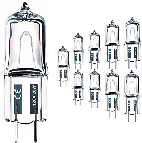 Vinaco G8 Halogen Bulb, 10PCS 20W 120V G8 Base Bi-Pin Xenon Light Bulbs JCD Type, Warm White Dimmable with Long Lasting Lifetime for Under Cabinet Puck Lights