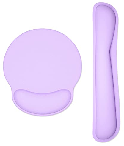 Dapesuom Keyboard Wrist Rest and Mouse Pad with Wrist Support, Memory Foam Wrist Rests for Keyboard and Mouse Set, Ergonomic Wrist Pad with Non Slip Base for Easy Typing & Pain Relief,Vanilla Purple