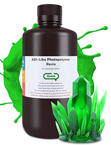 ELEGOO ABS-Like Resin für 3D Drucker Transparentes Grün 1000g, 405nm Photopolymerharz 3D Drucker UV Resin für LCD/DLP 3D Drucker