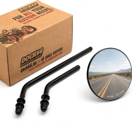 Custom Spiegel rund 4/10cm schwarz mit E-Zulassung, für Harley-Davidson® mit kurzem und langem Arm