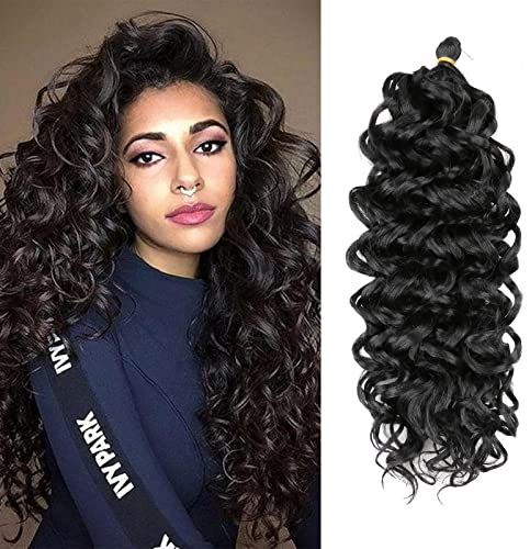 Romance Hawaii Curl 6PCS 20 Zoll Ocean Wave Crochet Braid Hair Extension Synthetic Crochet Braid Hair Deep Wave Crochet Hair (20, 1B)