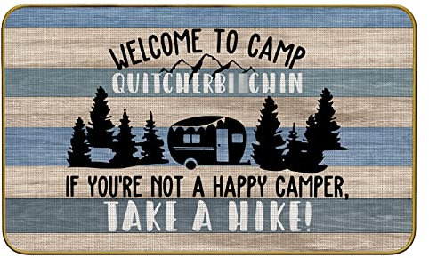Mingnei Welcome to Camp Quitcherb**Chin Camper Doormat Door Mat for Rv Home Entrance, Camping Floor Mats for House Front Indoor Inside Outdoor Outside Entryway Rug 30 x 17 Welcome Mat