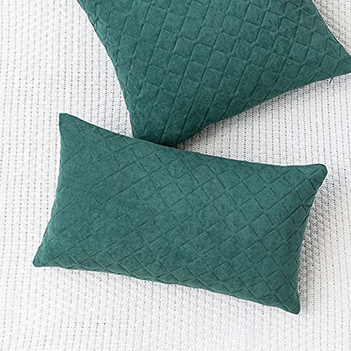 JIONET Velvet Throw Pillow Covers Soft Cozy Cushion Case Solid Luxury Cushion Case for Couch Sofa Bedroom Living Room 12 x 20 Inch Green,No Core