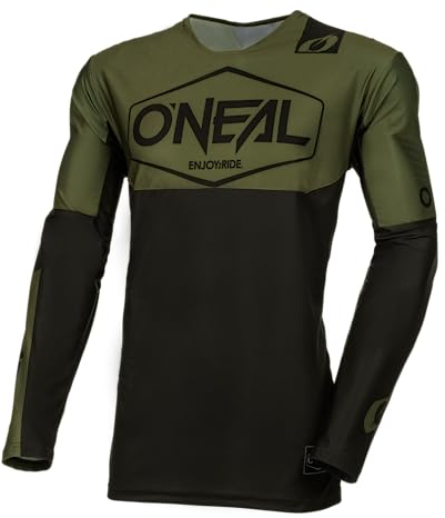 O'NEAL | Motocross-Shirt Langarm | MX MTB Mountainbike | Leichtes Material, ergonomischer Slim Fit Schnitt für perfekte Passform | Mayhem Jersey Hexx V.24 | Erwachsene | Grün Schwarz | Größe XL