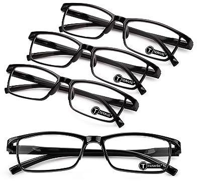 TERAISE 4PCS lunettes de lecture,lunettes anti lumiere bleue homme, légères et confortables pour lunette de lecture homme et femme, robustes lunette de vue ordinateur, étui à lunettes inclus(1.5X)
