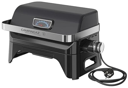 Campingaz Grill Attitude2go, Gasgrill & Elektrogrill, Tischgrill, tragbarer Balkon-, Camping-Grill, mit Deckel, Thermometer und Gusseisen-Grillrost, Betrieb mit Gas oder Elektro