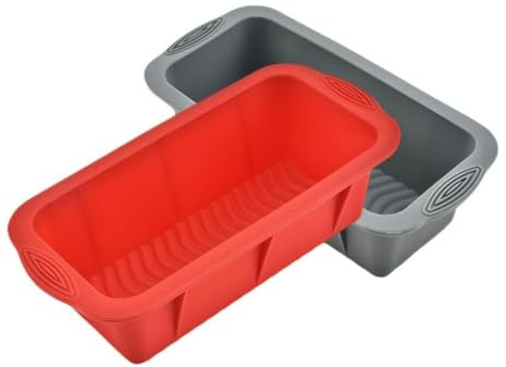 XZJMY 2 Pack Square Cake Pans, 8x4 Inch Bread Loaf Pans, Non-Stick, Easy Release, for Bread, Cakes - Silicone