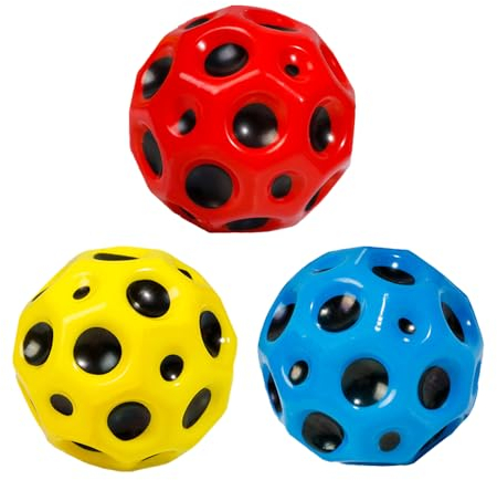 YEJAHY 3 Stück Super High Bounce Space Jump Balls - Moon Theme Bouncy Balls für Kinder & Partygeschenke