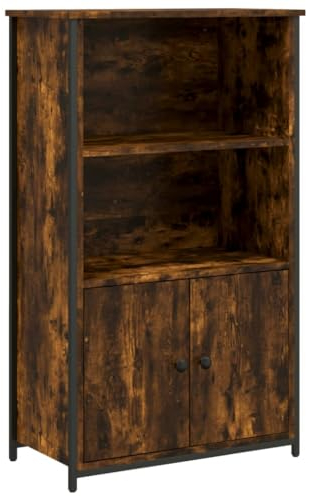 vidaXL Highboard, Sideboard mit viel Stauraum, Kommode Wohnzimmerschrank mit Metallgestell, Schrank Anrichte Beistellschrank, Räuchereiche Holzwerkstoff