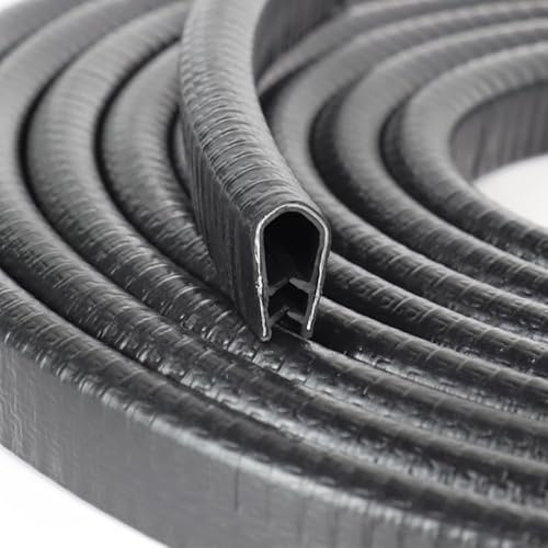 Rubber Edge Trim, U Channel Edge Trim with Metal Clips Edge Guard Protector, PVC Rubber Seal Strip for Sheet Metal, Car Doors, Hatches, Table Corners, Fit 3/64 to 1/4(1.2mm-6.4mm), 6.5Ft, Black