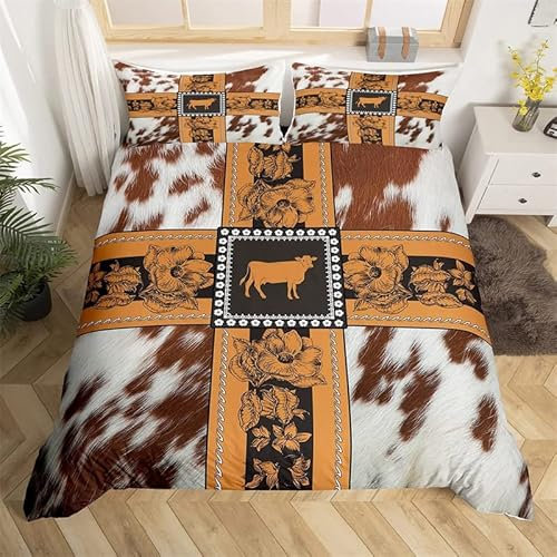 SJSXWQN Bettwäsche 155x220 Gelbes Kuhmuster Bettwäsche-Set mit Reißverschluss Schließung für Kinder Jugendliche Weicher Atmungsaktive Mikrofaser Bettbezug + 2 Kopfkissenbezug 80x80 cm