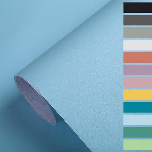 EUNEWR Tapete Klebefolie 40CMx10M, Selbstklebende Klebefolie Abnehmbar Schälen und Kleben, Matt Modern Wandpapier Wandtapete für Wohnzimmer Schlafzimmer Küche Möbel Wand Schrank (Blau)