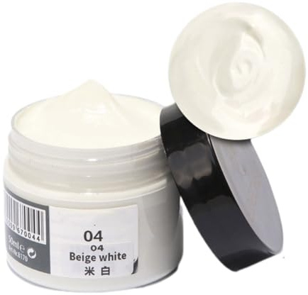Donubiiu Baume recoloration du cuir, crème recolorante pour cuir, baume réparateur de couleur cuir, kit de réparation de couleur cuir pour meubles, canapés, sièges de voiture (04Beige-blanc)