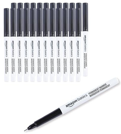 Amazon Basics Ultra-Fine Point Permanent Markers, Black, 24-Pack