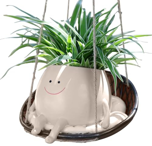 Lembeauty Cache Pot en Forme De Visage | Pot De Fleur en Forme De Tête en Résine pour Fleurs Suspendues | Cache Pot Moderne pour Jardin/Chambre/École/Maison