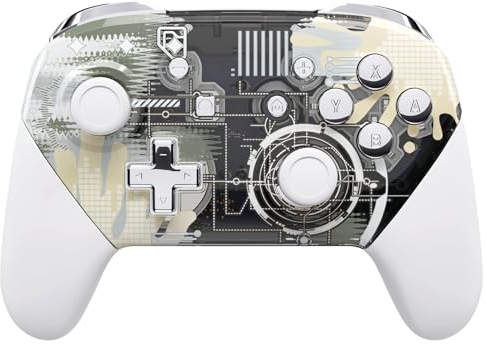 eXtremeRate Carcasa Agarre para Nintendo Switch Pro Funda Tacto Suave Grip Shell con Botones D-Pad ABXY Repuesto Reemplazable para Nintendo Switch Pro Control-No Incluye Mando(Splatter Plata)