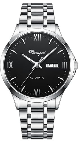 DIANPAI Herren Automatik Mechanische Uhr Edelstahl mit Mode und Trendy Wasserdicht Night Glow Herren Geschenk Uhr