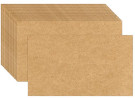 100 Stück Kraftpapier, blanko, 7,6 x 12,7 cm, 36,3 kg, robuster Karton für Drucker, Postkarten, Fotopapier, Silbentafeln – Dankeschön, Grußkarten, Notizen, Karteikarten, Zeichnen, Schreiben, DIY