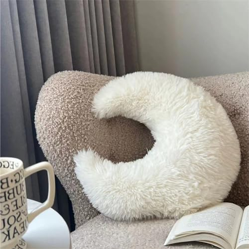 Ueiwffzo Kissen Kinder Kuschelkissen - Flauschiges Kuschelkissen - Handgenäht Kinder Kuschelkissen - Deko Kissen Kinderzimmer - Kuschelkissen (Mond 45 * 45cm)