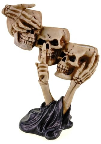 Kremers Schatzkiste 3-Armiger Totenkopf Teelichthalter 20 cm Gothic Kerzenhalter Dekoration Teelicht Halloween Deko Kerzenleuchter