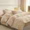 Freyamy Bettwäsche 155x220cm 2teilig Beige Khaki Herz Bettwaren-Sets Gebürstet Microfaser Weiche Wendebettwäsche Romantisch Einzelbett Bettbezug mit Reißverschluss und Kissenbezug 80x80cm