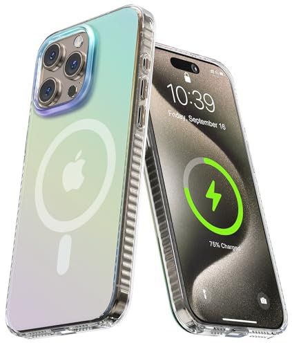 Chrinip Magnetic Iridescent Clear Designed for iPhone 12 & 12 Pro Case [Compatible with MagSafe] [Military Grade Protection] Shockproof Phone Cases for Women Slim Thin Cover 2024- Iridescent Design