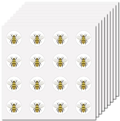 CREATCABIN 128 Stück Gelbe Hummel Aufkleber Cartoon Insekten Aufkleber Honigbiene Vinyl Wasserfest Selbstklebende Dekore Für Umschläge Basteln Scrapbooking Einladungskarten Wasserflaschen 2.5x2.5cm