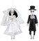 Skelett Figur 30cm, dellyy Halloween Tischdeko Skelett Deko, Braut und Bräutigam Figuren, Halloween Hängende Skelette, Friedhofs Horro Party Dekoration