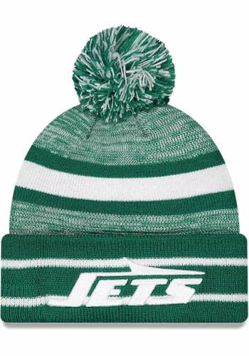 New Era Offizielle NFL-Mütze für Erwachsene, Unisex, Strickmütze mit Bommel, New York Jets Green, Einheitsgr��e