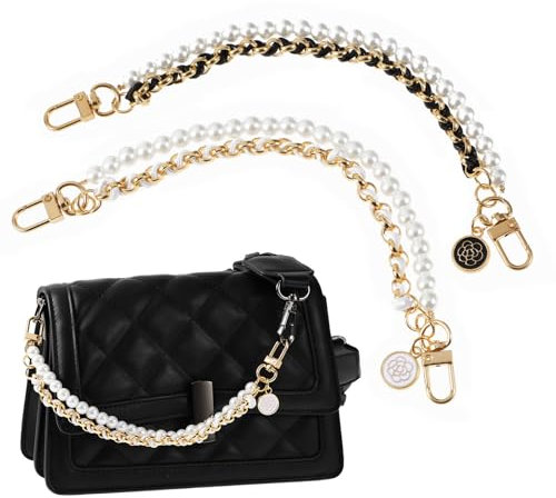 Cosmeria 2 Stück Hochwertige Metalltaschenkette Gold Schulterriemen Verstellbar für Handtaschen Umhängetaschen DIY Zubehör