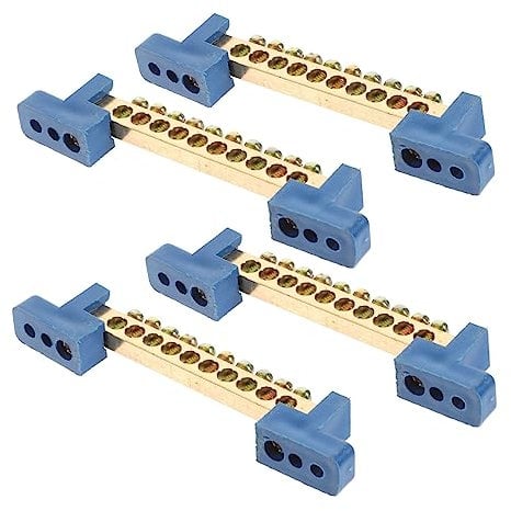 CANIGHT 4pcs Copper Terminal Barrier Strip Battery Terminal Distribution Block Ground Bar Wiring Bus Bar Connector Plate Battery Terminal with Screw Busbar Fuse Boxes Car Galvanized Screws