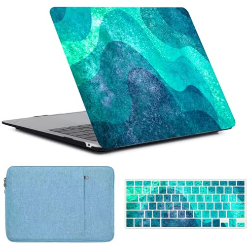 FFBOFFC Funda Duro Compatible con MacBook Pro 15 Pulgadas 2019 2018 2017 2016 Versión Modelo A1707 A1990 con Touch Bar Touch ID, Plástico Case Carcasa & Bolsa & Teclado Cubierta, Ondulación