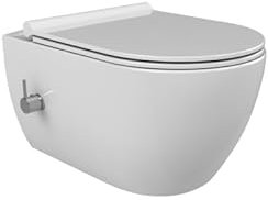 City Wand-WC mit Bidetfunktion und Kalt- und Warmwasser, ohne Spülrand inkl. Armatur und City WC-Sitz mit Absenkautomatik Slim (SET002045)